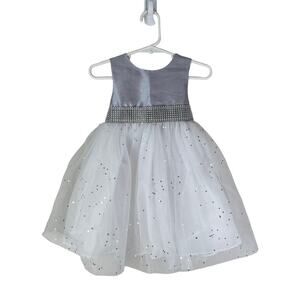 Marmellata Girls Sequin Dress Silver White Size 18M Formal Wedding Party Holiday